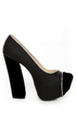 Fahrenheit Anne 41 Black Velvet Cap-Toe Platform Heels