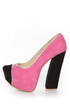Fahrenheit Anne 41 Fuchsia and Black Cap-Toe Platform Heels