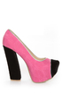 Fahrenheit Anne 41 Fuchsia and Black Cap-Toe Platform Heels