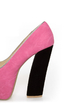 Fahrenheit Anne 41 Fuchsia and Black Cap-Toe Platform Heels