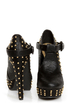 Fahrenheit Bar 05 Black Studded T-Strap Platform Heels