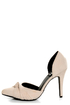 Fahrenheit CR-03 Beige Velvet Pointed D-Orsay Pumps