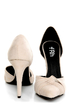Fahrenheit CR-03 Beige Velvet Pointed D-Orsay Pumps