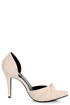 Fahrenheit CR-03 Beige Velvet Pointed D-Orsay Pumps