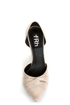 Fahrenheit CR-03 Beige Velvet Pointed D-Orsay Pumps