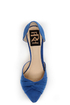 Fahrenheit CR-03 Blue Velvet Pointed D-Orsay Pumps