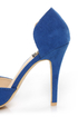 Fahrenheit CR-03 Blue Velvet Pointed D-Orsay Pumps