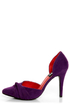 Fahrenheit CR-03 Purple Velvet Pointed D-Orsay Pumps