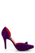 Fahrenheit CR-03 Purple Velvet Pointed D-Orsay Pumps