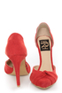 Fahrenheit CR-03 Red Velvet Pointed D-Orsay Pumps