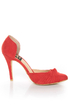 Fahrenheit CR-03 Red Velvet Pointed D-Orsay Pumps