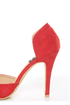 Fahrenheit CR-03 Red Velvet Pointed D-Orsay Pumps