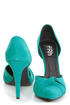 Fahrenheit CR-03 Teal Velvet Pointed D-Orsay Pumps