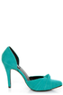 Fahrenheit CR-03 Teal Velvet Pointed D-Orsay Pumps