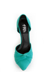 Fahrenheit CR-03 Teal Velvet Pointed D-Orsay Pumps