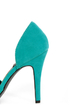 Fahrenheit CR-03 Teal Velvet Pointed D-Orsay Pumps
