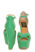 Fahrenheit Janne 06 Green Knotty Platform Wedges