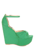 Fahrenheit Janne 06 Green Knotty Platform Wedges