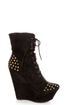 Fahrenheit Kristen 03 Black Studded Lace-Up Platform Booties