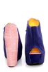 Fahrenheit Mica 01A Blue Velvet Peep Toe Shootie Wedges