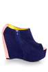 Fahrenheit Mica 01A Blue Velvet Peep Toe Shootie Wedges