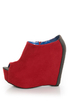 Fahrenheit Mica 01A Red Velvet Peep Toe Shootie Wedges