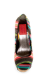 Fahrenheit Minka 06 Black Canvas Multi Print Peep Toe Heels