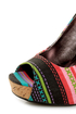 Fahrenheit Minka 06 Black Canvas Multi Print Peep Toe Heels