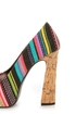 Fahrenheit Minka 06 Black Canvas Multi Print Peep Toe Heels