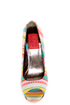 Fahrenheit Minka 06 Fuchsia Canvas Multi Print Peep Toe Heels