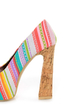 Fahrenheit Minka 06 Fuchsia Canvas Multi Print Peep Toe Heels