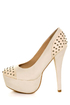 Toi et Moi Nandi 01 Nude Blush Studded Cap-Toe Platform Pumps