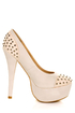 Toi et Moi Nandi 01 Nude Blush Studded Cap-Toe Platform Pumps