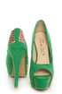 Toi et Moi Nandi 05 Green Suede Studded Platform Pumps