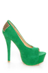 Toi et Moi Nandi 05 Green Suede Studded Platform Pumps