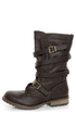 GoMax Apple Ranch 01 Brown Slouchy Belted Combat Boots