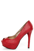 GoMax Eye Catcher 01 Red Snake Peep Toe Platform Pumps