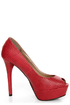 GoMax Eye Catcher 01 Red Snake Peep Toe Platform Pumps