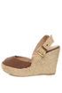GoMax Moki 08 Brown Canvas Espadrille Wedge Sandals