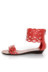 GoMax Sweet Dreams 08 Coral Red Laser Cutout Ankle Cuff Sandals