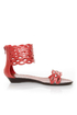 GoMax Sweet Dreams 08 Coral Red Laser Cutout Ankle Cuff Sandals