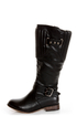 Cowgirl 1 Black Quilted Collar Belted Riding Boots