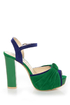 Erika 1 Green and Blue Knotty Peep Toe Platform Sandals