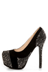 Flirt 2 Black Rhinestone Studded Platform Pumps