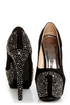 Flirt 2 Black Rhinestone Studded Platform Pumps