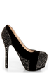Flirt 2 Black Rhinestone Studded Platform Pumps