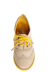 Lisa 1 Beige and Yellow Velvet Brogue Lace-Up Oxford Flats