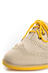 Lisa 1 Beige and Yellow Velvet Brogue Lace-Up Oxford Flats