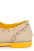 Lisa 1 Beige and Yellow Velvet Brogue Lace-Up Oxford Flats