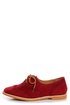 Lisa 1 Red Velvet Brogue Lace-Up Oxford Flats